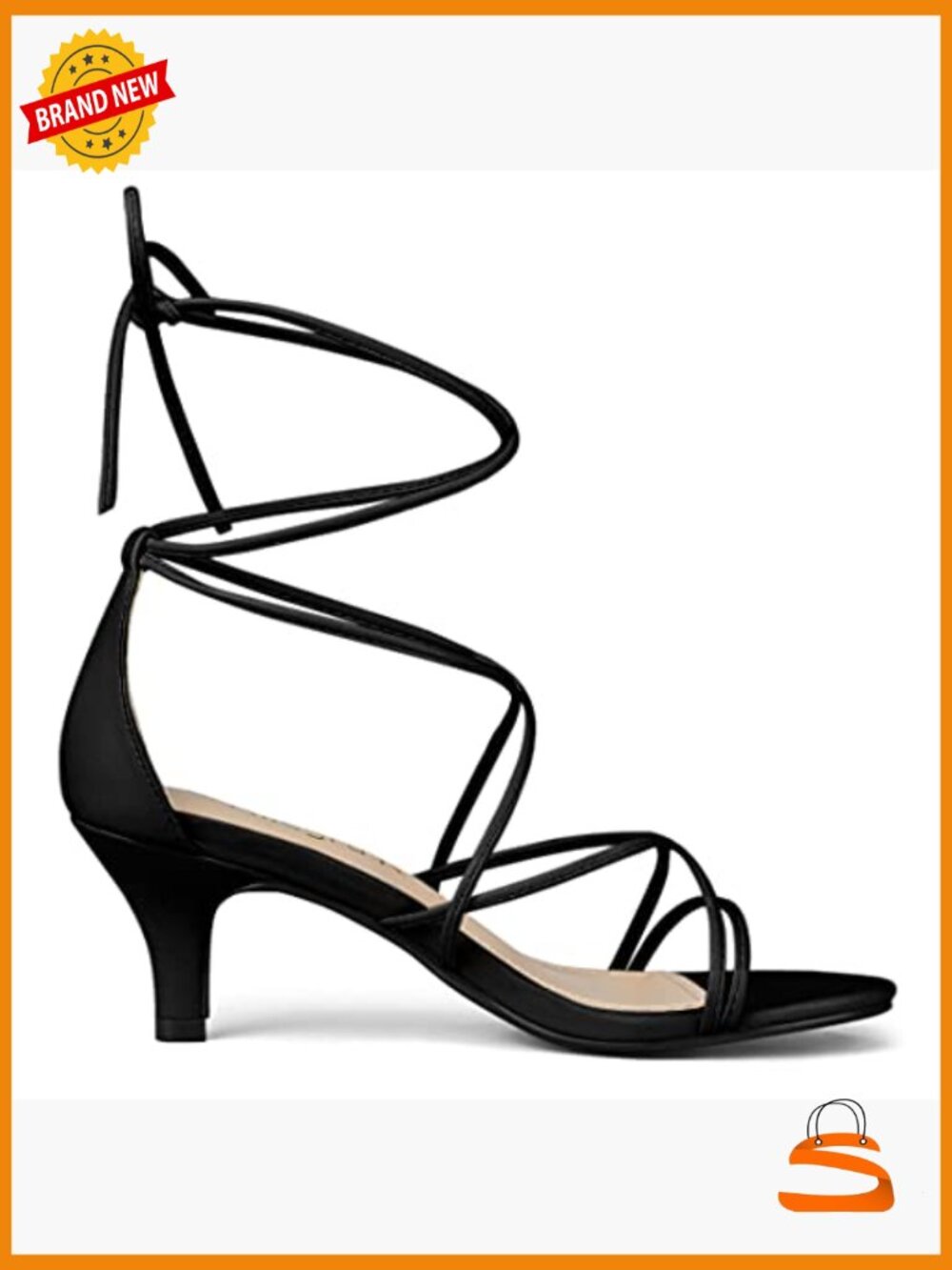 Women's Kitten Heel Strappy Lace Up Sandals Open Toe - Picture 7 of 7